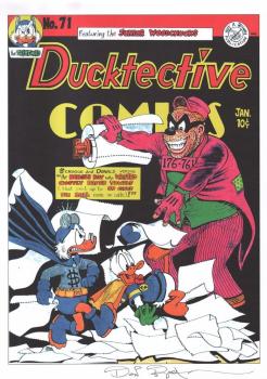 DON ROSA Parodie Druck / parody print DUCKTECTIVE DETECTIVE comics 71 signed