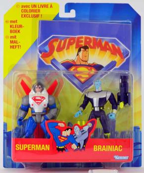 SUPERMAN & BRAINIAC Action Figure Set - Superman Animated - KENNER 1997